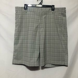 Nike Golf Shorts Mens 38 Gray Plaid Black White Golfer Chino 11" Inseam Stretch